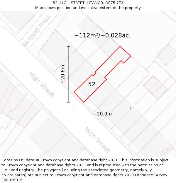 52, HIGH STREET, HEANOR, DE75 7EX: Plot and title map
