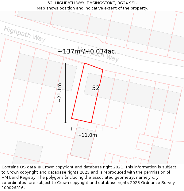 52, HIGHPATH WAY, BASINGSTOKE, RG24 9SU: Plot and title map