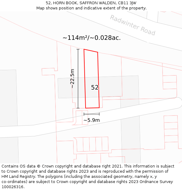 52, HORN BOOK, SAFFRON WALDEN, CB11 3JW: Plot and title map