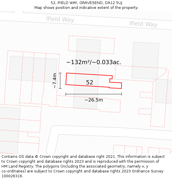 52, IFIELD WAY, GRAVESEND, DA12 5UJ: Plot and title map