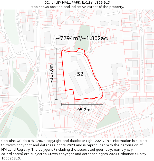 52, ILKLEY HALL PARK, ILKLEY, LS29 9LD: Plot and title map