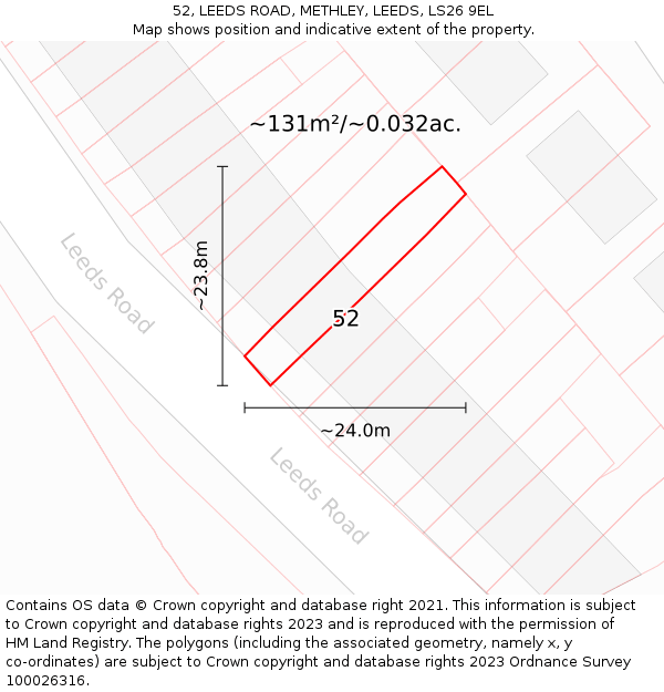 52, LEEDS ROAD, METHLEY, LEEDS, LS26 9EL: Plot and title map