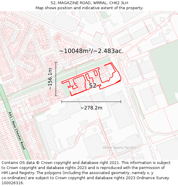 52, MAGAZINE ROAD, WIRRAL, CH62 3LH: Plot and title map