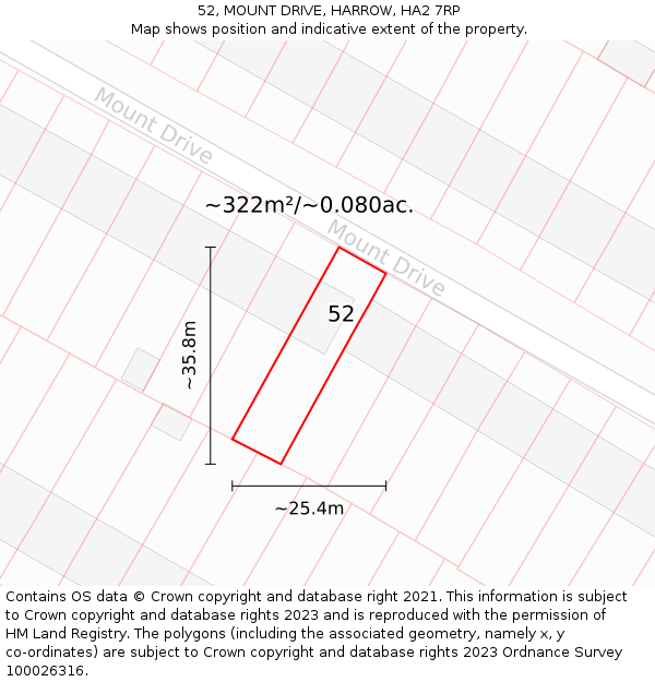 52, MOUNT DRIVE, HARROW, HA2 7RP: Plot and title map