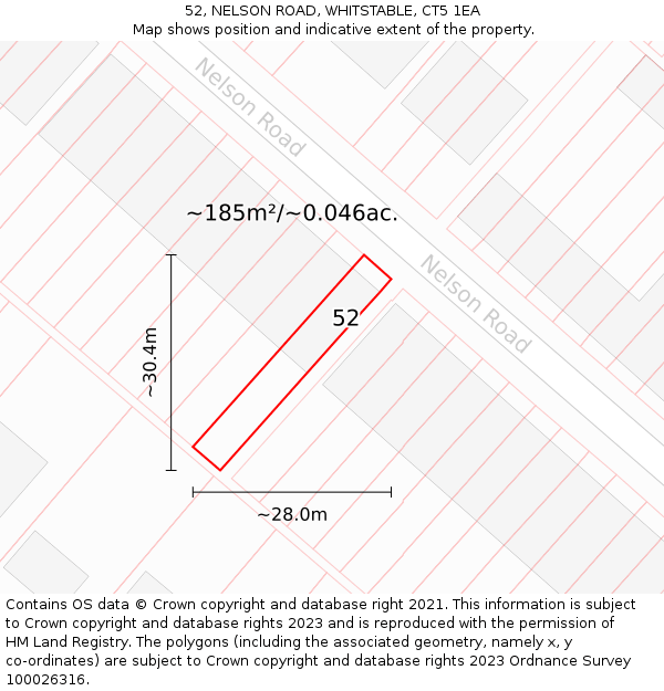 52, NELSON ROAD, WHITSTABLE, CT5 1EA: Plot and title map