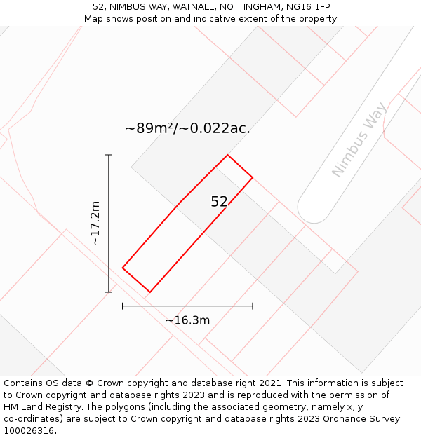 52, NIMBUS WAY, WATNALL, NOTTINGHAM, NG16 1FP: Plot and title map