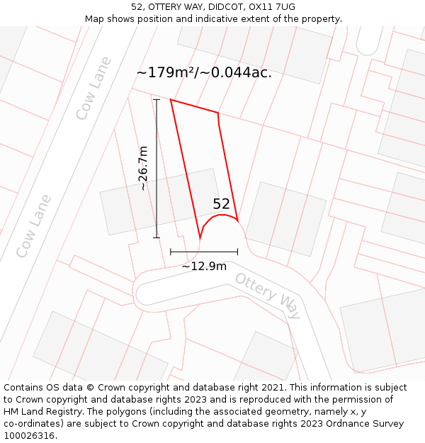 52, OTTERY WAY, DIDCOT, OX11 7UG: Plot and title map