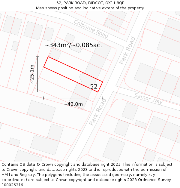 52, PARK ROAD, DIDCOT, OX11 8QP: Plot and title map