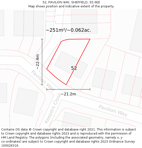 52, PAVILION WAY, SHEFFIELD, S5 6EE: Plot and title map