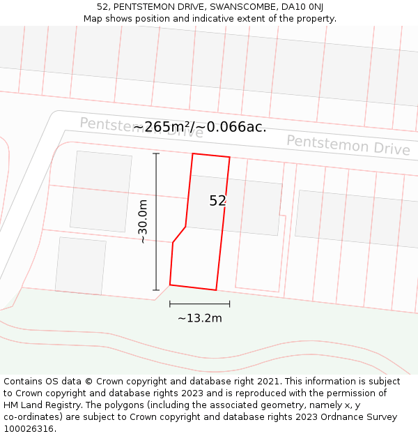 52, PENTSTEMON DRIVE, SWANSCOMBE, DA10 0NJ: Plot and title map