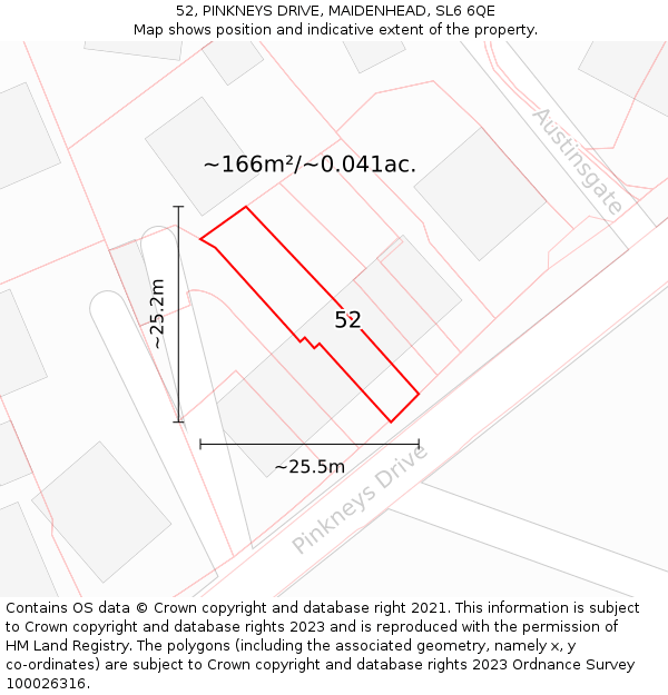 52, PINKNEYS DRIVE, MAIDENHEAD, SL6 6QE: Plot and title map