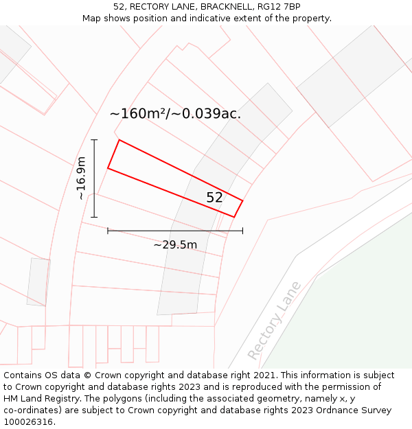 52, RECTORY LANE, BRACKNELL, RG12 7BP: Plot and title map