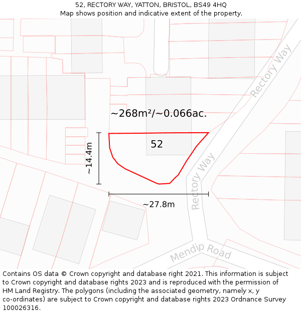 52, RECTORY WAY, YATTON, BRISTOL, BS49 4HQ: Plot and title map