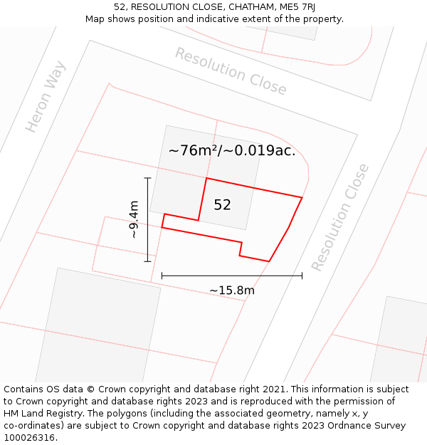 52, RESOLUTION CLOSE, CHATHAM, ME5 7RJ: Plot and title map