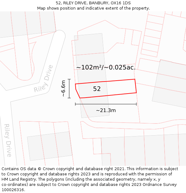 52, RILEY DRIVE, BANBURY, OX16 1DS: Plot and title map