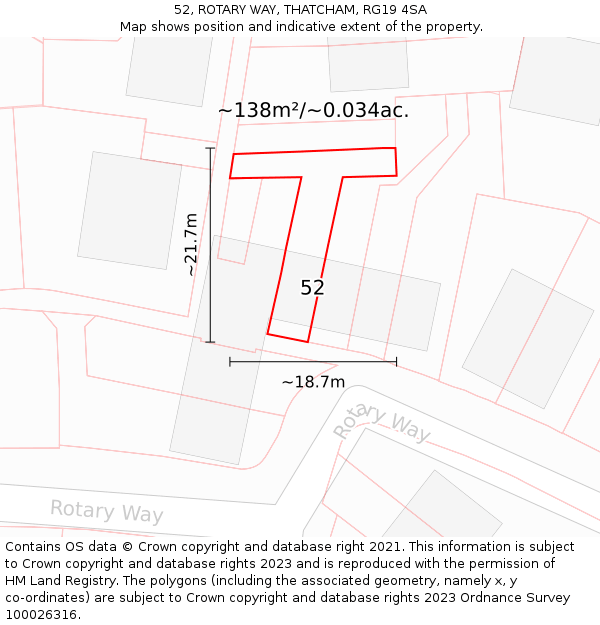 52, ROTARY WAY, THATCHAM, RG19 4SA: Plot and title map