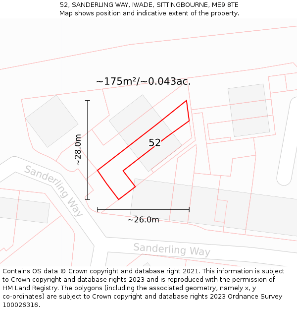 52, SANDERLING WAY, IWADE, SITTINGBOURNE, ME9 8TE: Plot and title map