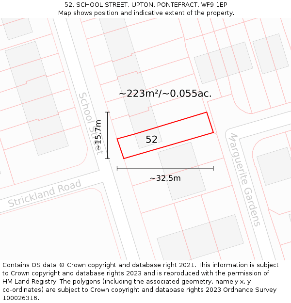 52, SCHOOL STREET, UPTON, PONTEFRACT, WF9 1EP: Plot and title map