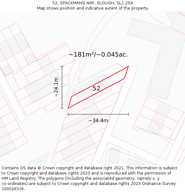 52, SPACKMANS WAY, SLOUGH, SL1 2SA: Plot and title map