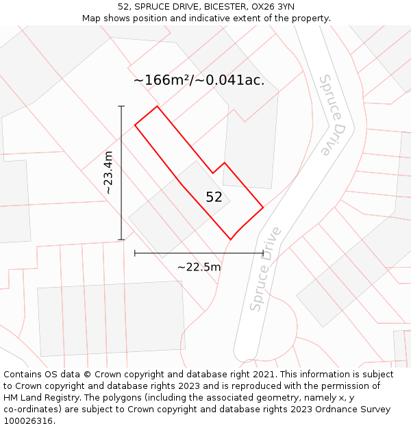 52, SPRUCE DRIVE, BICESTER, OX26 3YN: Plot and title map