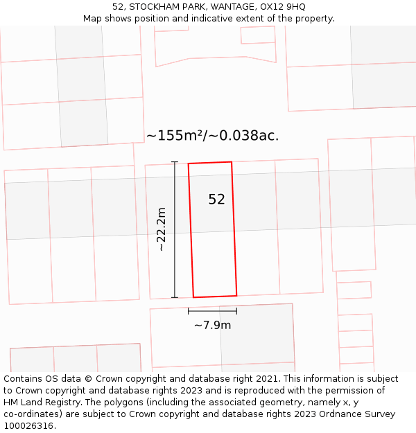 52, STOCKHAM PARK, WANTAGE, OX12 9HQ: Plot and title map