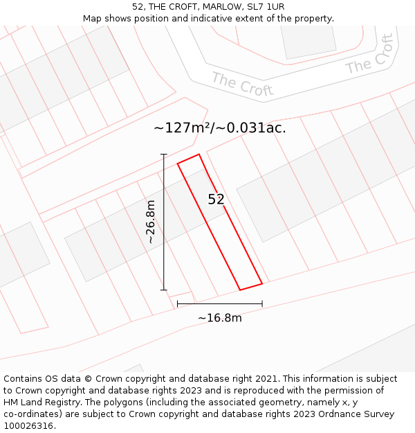 52, THE CROFT, MARLOW, SL7 1UR: Plot and title map