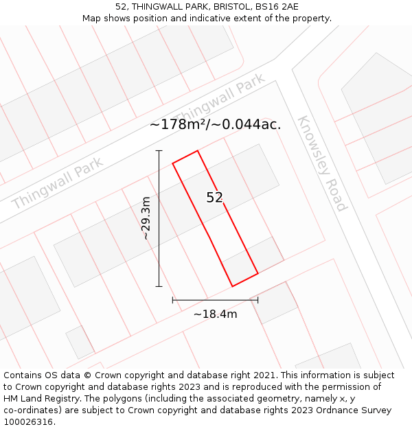52, THINGWALL PARK, BRISTOL, BS16 2AE: Plot and title map