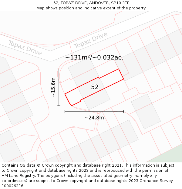 52, TOPAZ DRIVE, ANDOVER, SP10 3EE: Plot and title map