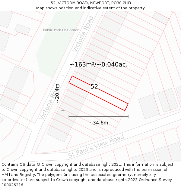 52, VICTORIA ROAD, NEWPORT, PO30 2HB: Plot and title map