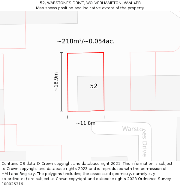 52, WARSTONES DRIVE, WOLVERHAMPTON, WV4 4PR: Plot and title map