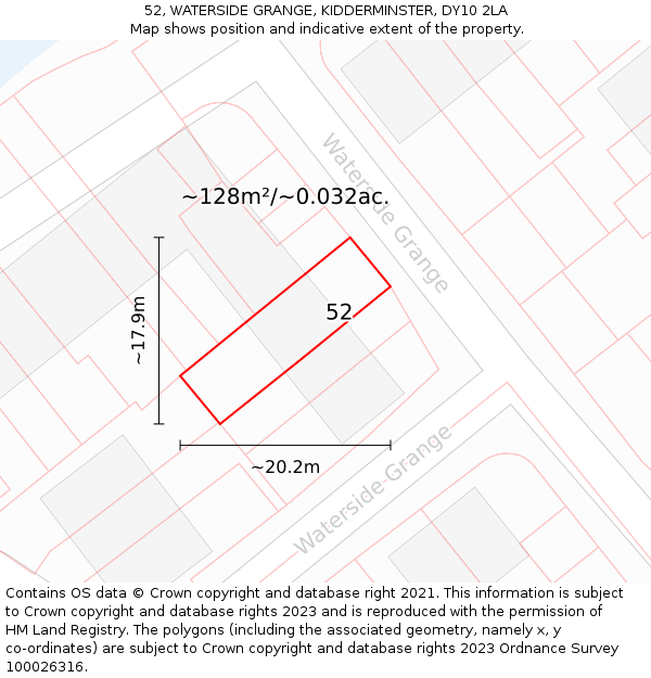 52, WATERSIDE GRANGE, KIDDERMINSTER, DY10 2LA: Plot and title map