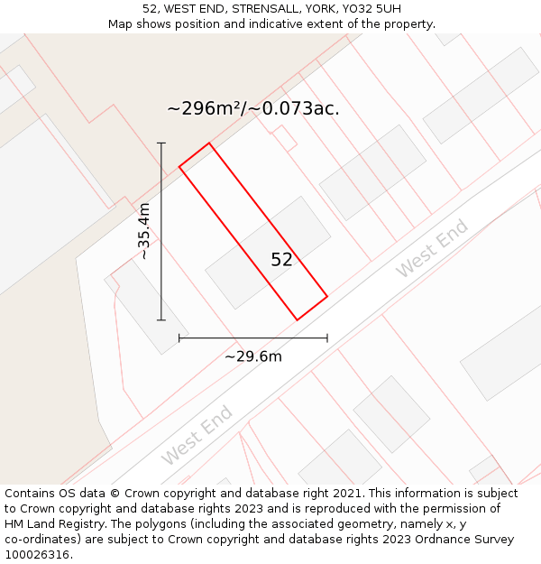 52, WEST END, STRENSALL, YORK, YO32 5UH: Plot and title map