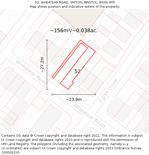 52, WHEATEAR ROAD, YATTON, BRISTOL, BS49 4FR: Plot and title map