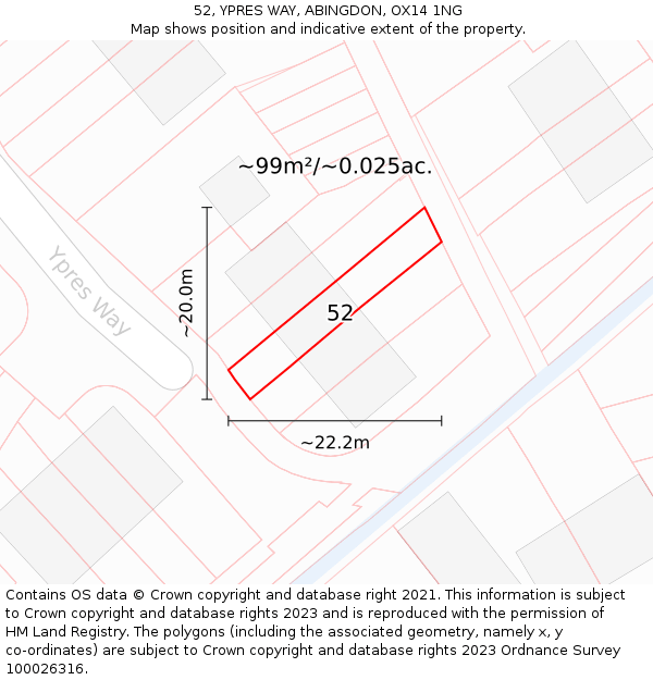 52, YPRES WAY, ABINGDON, OX14 1NG: Plot and title map