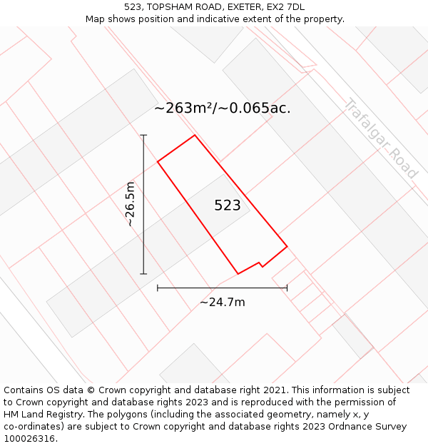 523, TOPSHAM ROAD, EXETER, EX2 7DL: Plot and title map