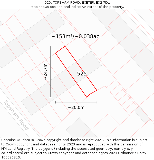 525, TOPSHAM ROAD, EXETER, EX2 7DL: Plot and title map