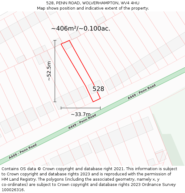 528, PENN ROAD, WOLVERHAMPTON, WV4 4HU: Plot and title map