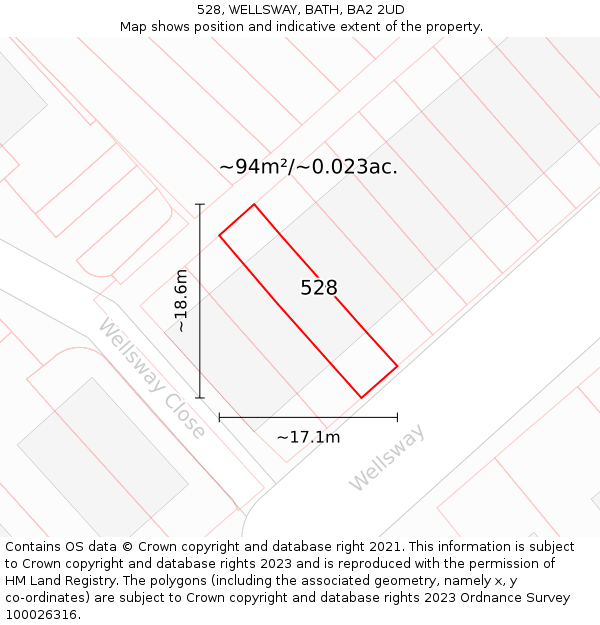 528, WELLSWAY, BATH, BA2 2UD: Plot and title map