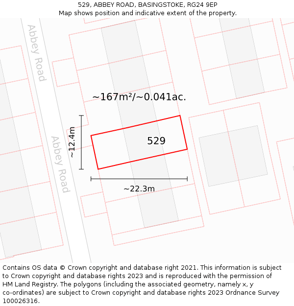 529, ABBEY ROAD, BASINGSTOKE, RG24 9EP: Plot and title map