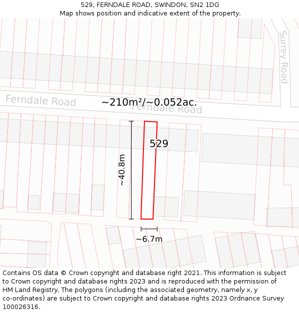 529, FERNDALE ROAD, SWINDON, SN2 1DG: Plot and title map