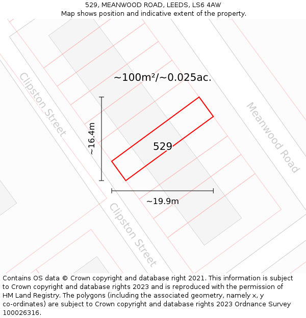 529, MEANWOOD ROAD, LEEDS, LS6 4AW: Plot and title map