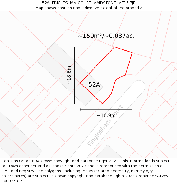 52A, FINGLESHAM COURT, MAIDSTONE, ME15 7JE: Plot and title map