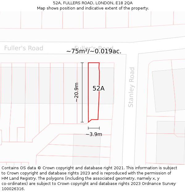 52A, FULLERS ROAD, LONDON, E18 2QA: Plot and title map