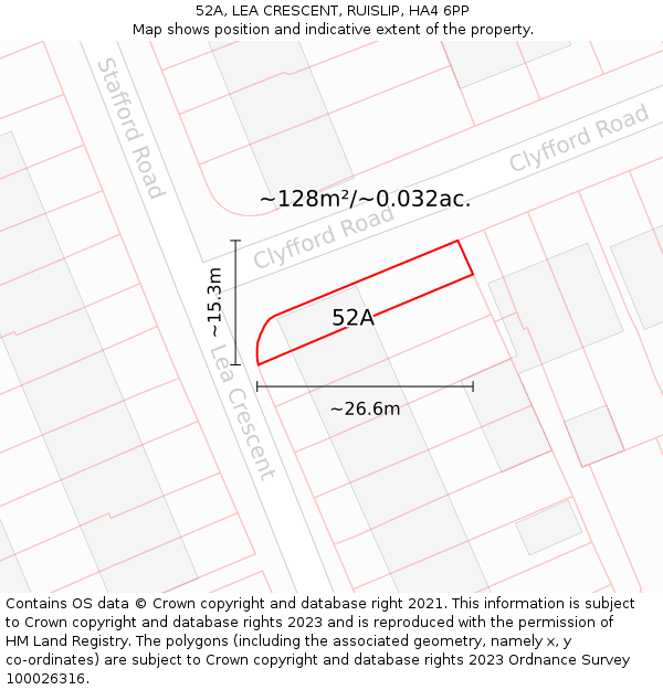 52A, LEA CRESCENT, RUISLIP, HA4 6PP: Plot and title map