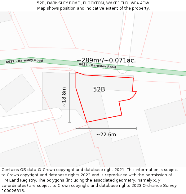 52B, BARNSLEY ROAD, FLOCKTON, WAKEFIELD, WF4 4DW: Plot and title map