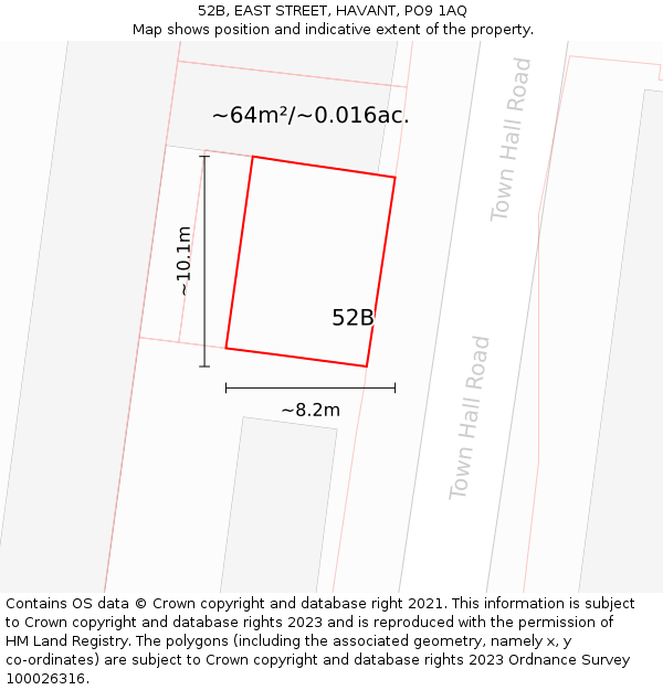 52B, EAST STREET, HAVANT, PO9 1AQ: Plot and title map