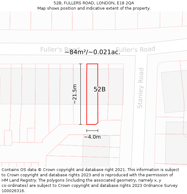 52B, FULLERS ROAD, LONDON, E18 2QA: Plot and title map