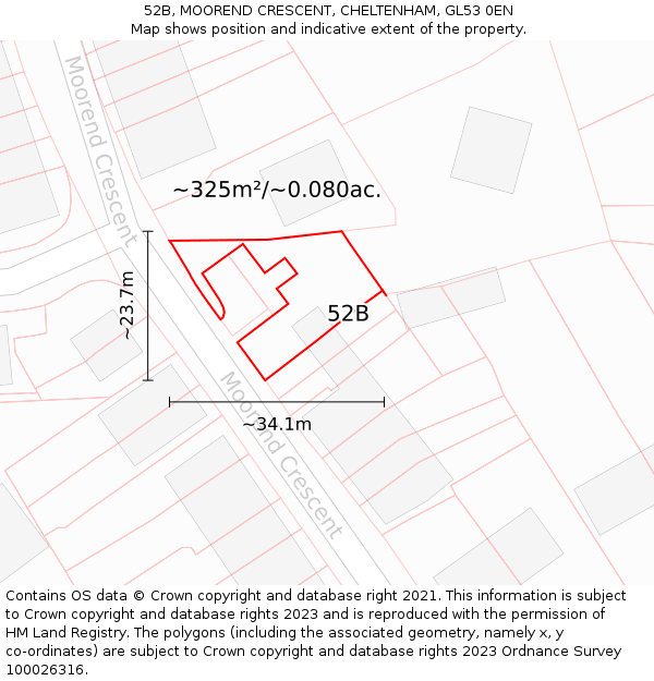 52B, MOOREND CRESCENT, CHELTENHAM, GL53 0EN: Plot and title map