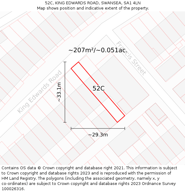 52C, KING EDWARDS ROAD, SWANSEA, SA1 4LN: Plot and title map