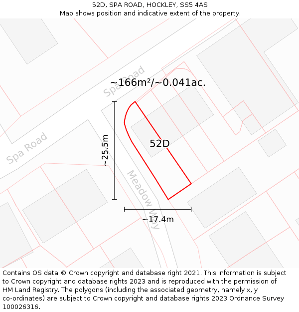 52D, SPA ROAD, HOCKLEY, SS5 4AS: Plot and title map